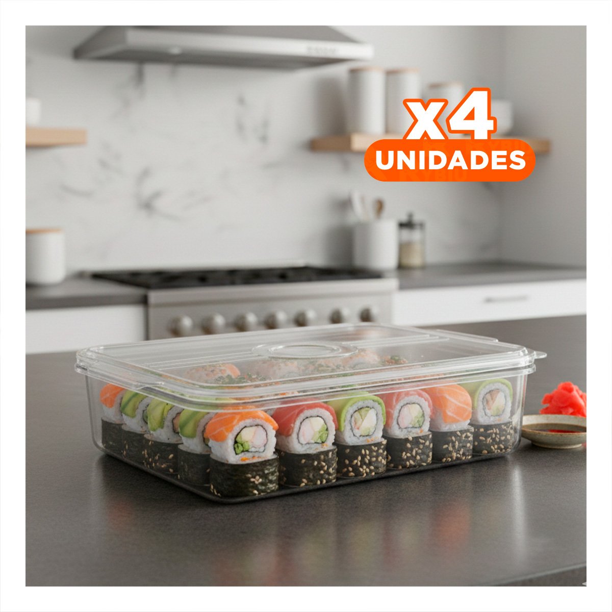 PACK4 DEPOSITO MULTIUSO PARA COCINA ORDENADA 30X16X10CM TRANSPARENTE Y+PAPEL REGALO - 1