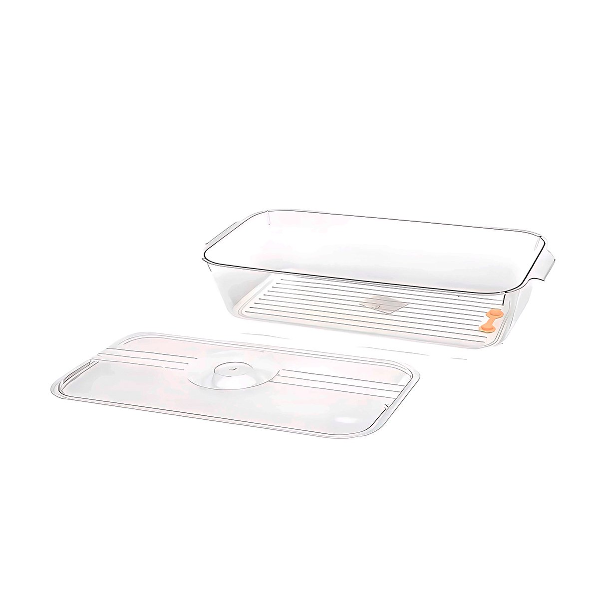 RECIPIENTE MULTIUSO PARA FRUTAS Y VEGETALES 32X20X5CM TRANSPARENTE Y+LIGAS REGALO - 5