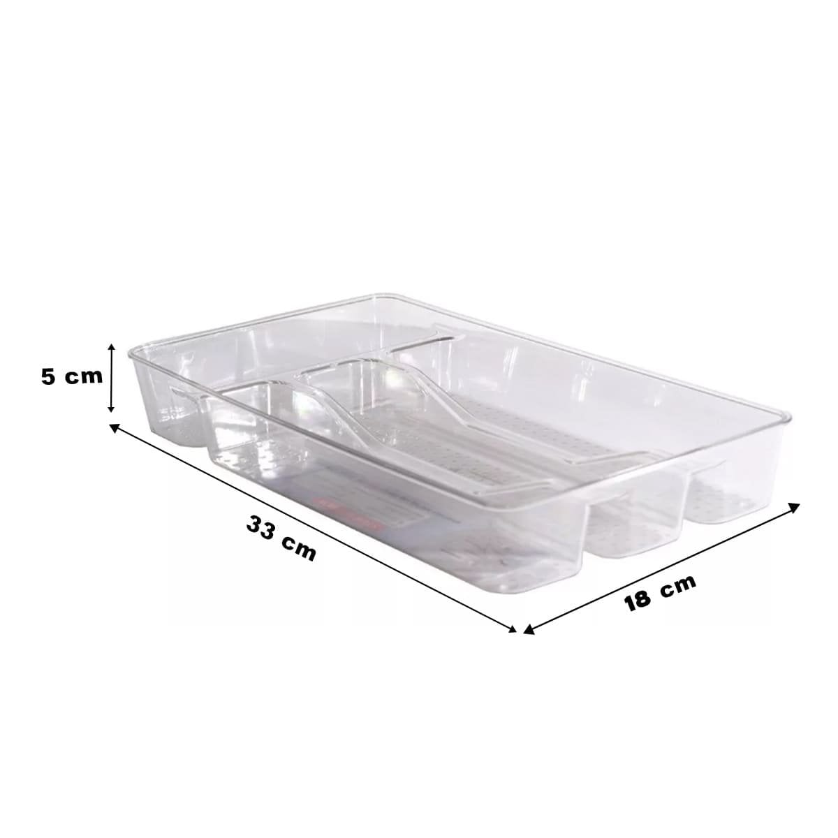 PACK6 ORGANIZADOR RECTANGULAR CON 4 COMPARTIMIENTOS 33X18X5CM TRANSPARENTE Y+REGALO STICKER - 4