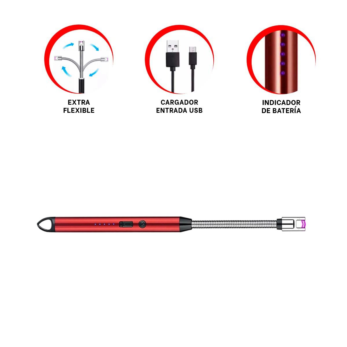 ENCENDEDORES PORTATILES RECARGABLES EN ROJO ELEGANTE Y DURADERO Y+POST IT - 5