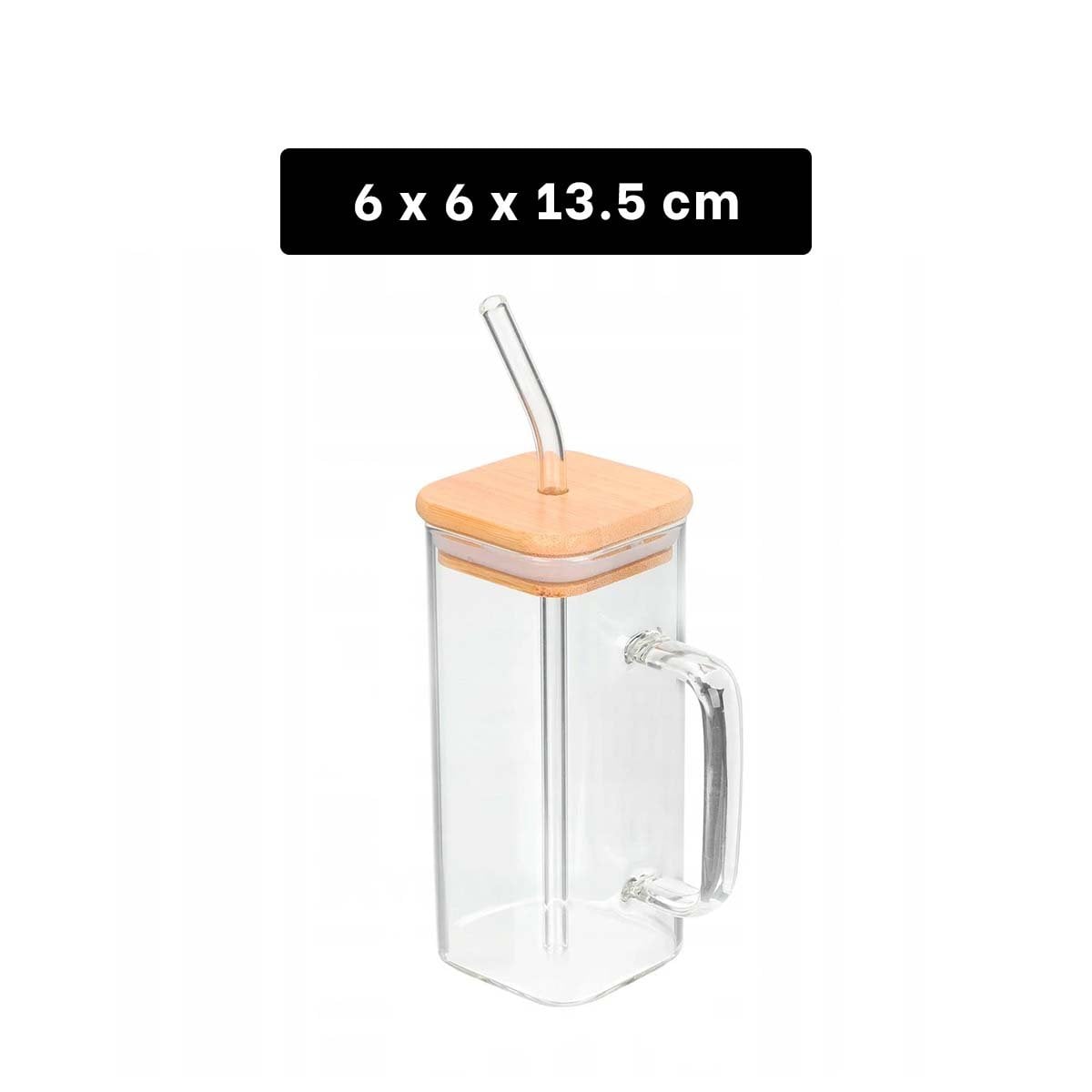 PACK12 RECIPIENTE DE VIDRIO 350 ML TRANSPARENTE CON ASA Y SORBETE RECTO - 4