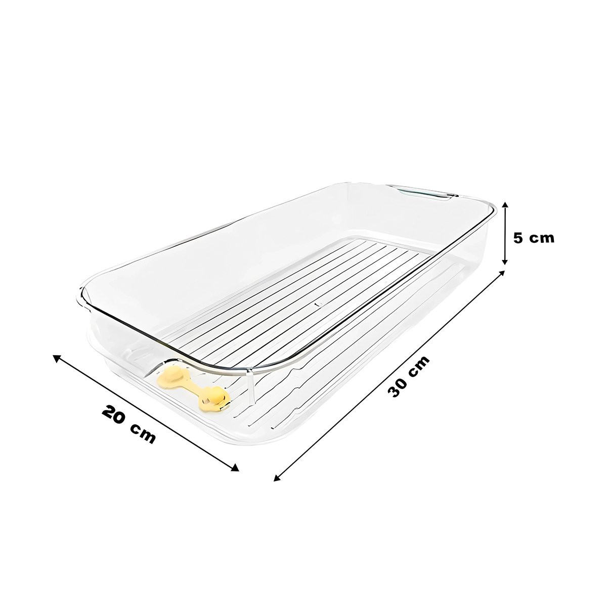 RECIPIENTE DE COCINA CON DRENAJE PRACTICO 32X20X5CM TRANSPARENTE Y+REGALO STICKER - 4