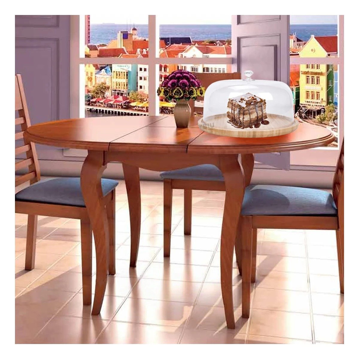 SOPORTE PARA TARTAS CIRCULAR CON TAPA 28CM HOGAR DECORACION FIESTA BLANCO Y+LIGAS REGALO - 3