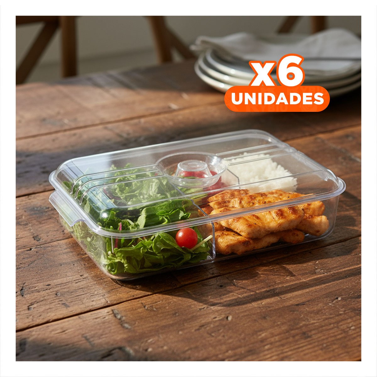 PACK6 CONTENEDOR RECTANGULAR PARA REFRIGERADOR 30X16X6CM TRANSPARENTE Y+PAPEL REGALO - 1