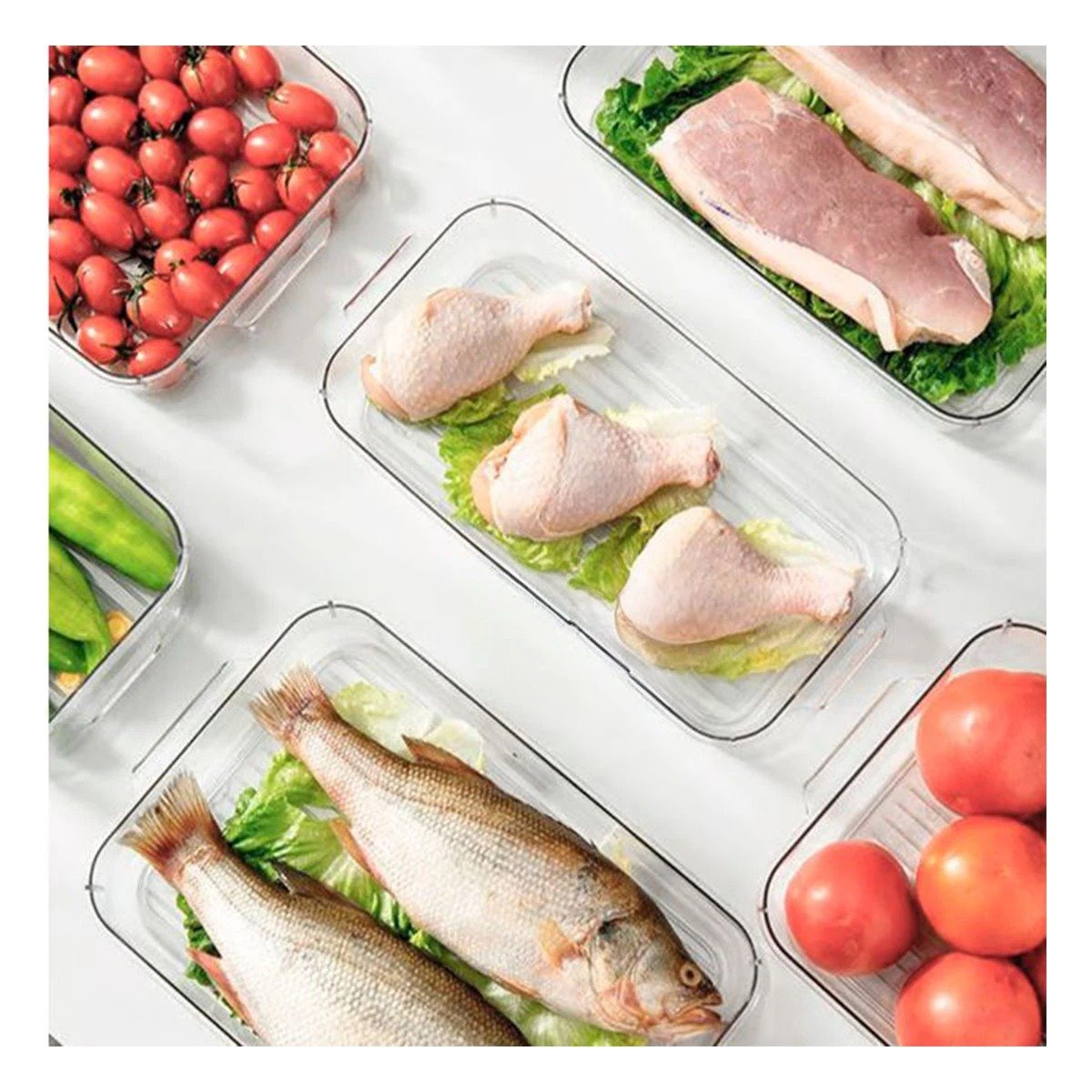 PACK2 PORTA ALIMENTOS TRANSPARENTE DE COCINA 32X20X5CM TRANSPARENTE Y+REGALO STICKER - 5
