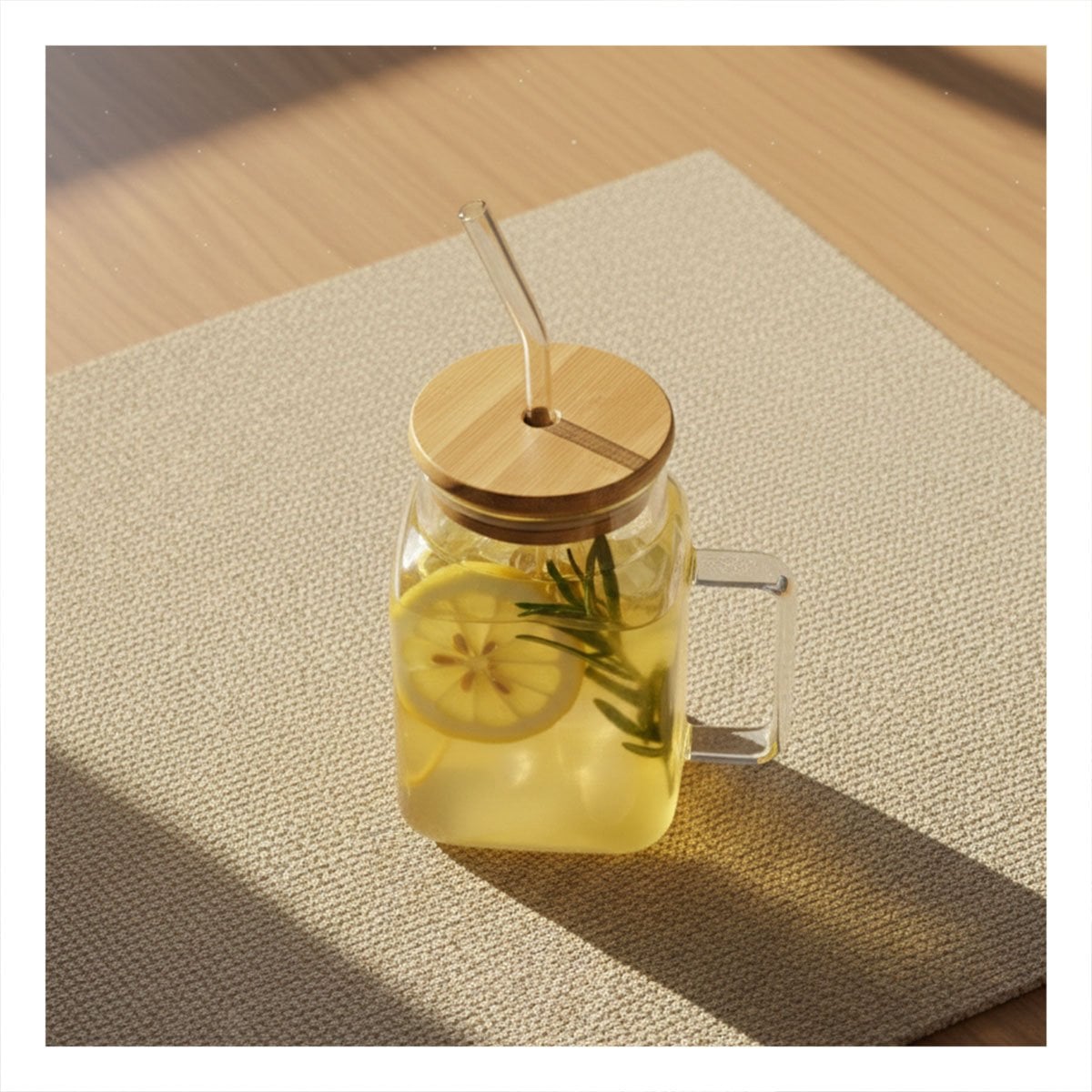 VASO ANCHO DE VIDRIO 500ML CON ASA RESISTENTE TAPA Y SORBETE Y+REGALO STICKER - 2