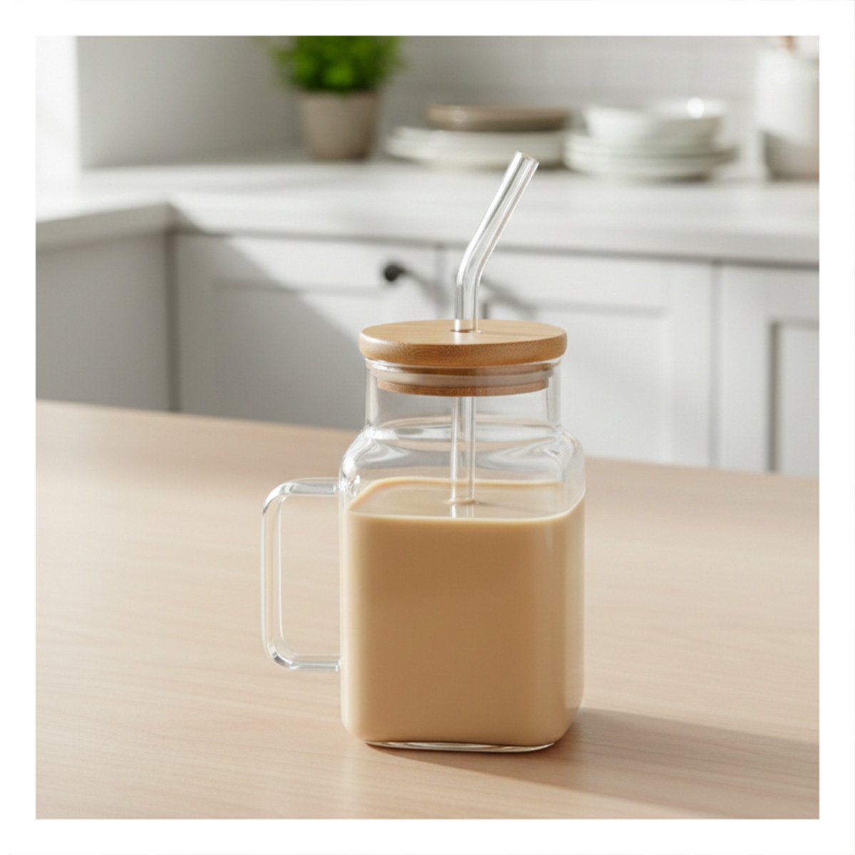 PACK12 TAZON RECTANGULAR ANCHO 500ML CON ASA Y SORBETE Y+REGALO STICKER - 5