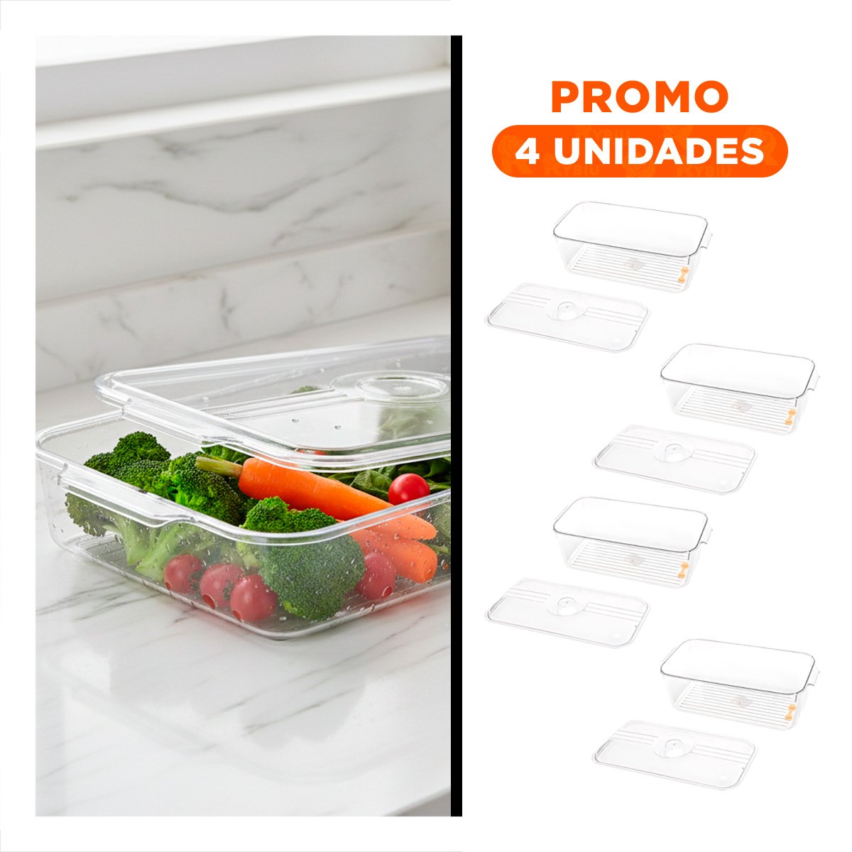 PACK4 DEPOSITO PRACTICO QUE OPTIMIZA ESPACIOS 30X16X10CM TRANSPARENTE - 1