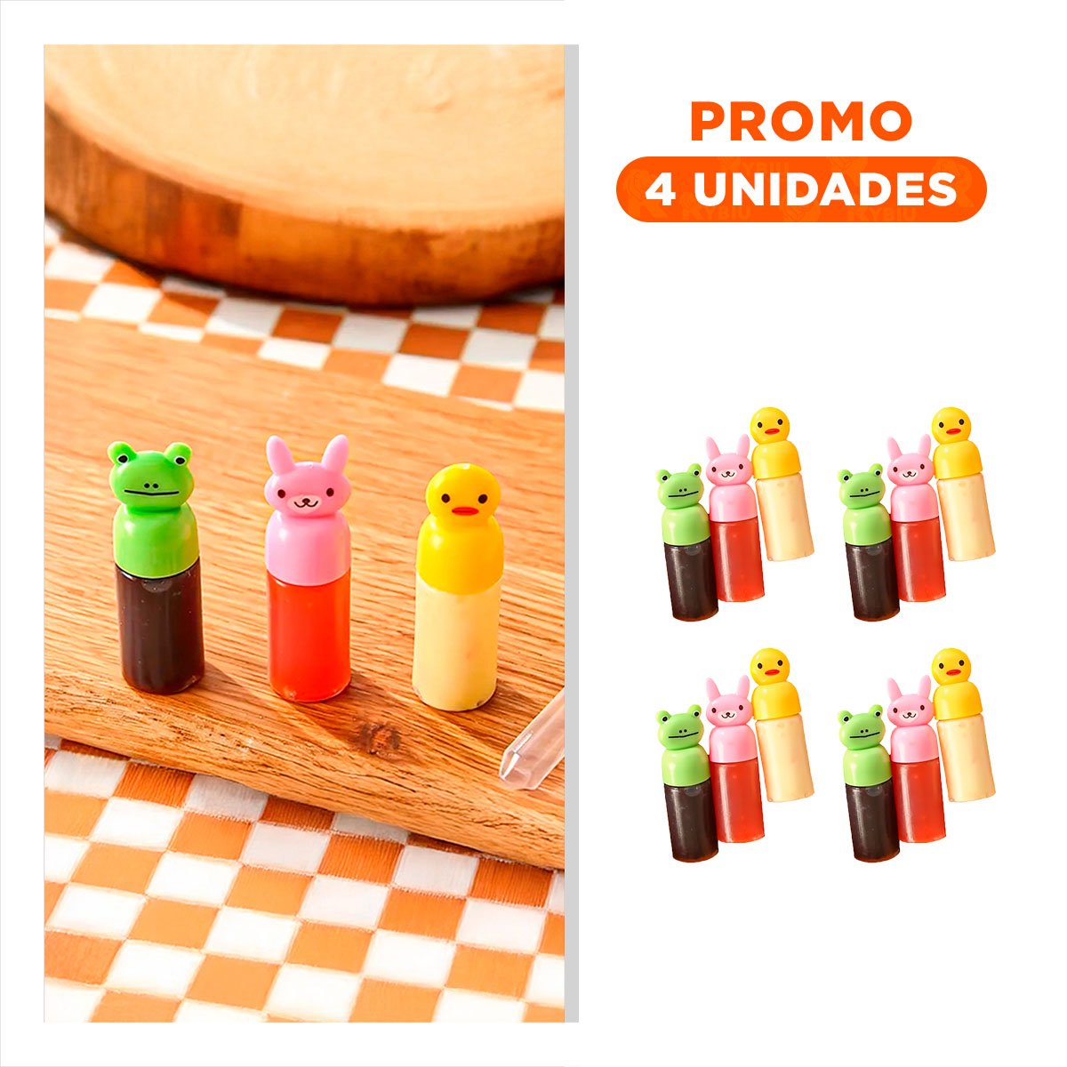 PACK4 FRASCO MINI CREMERO INFANTIL CON ANIMALES ALEGRES SET 3 - 1