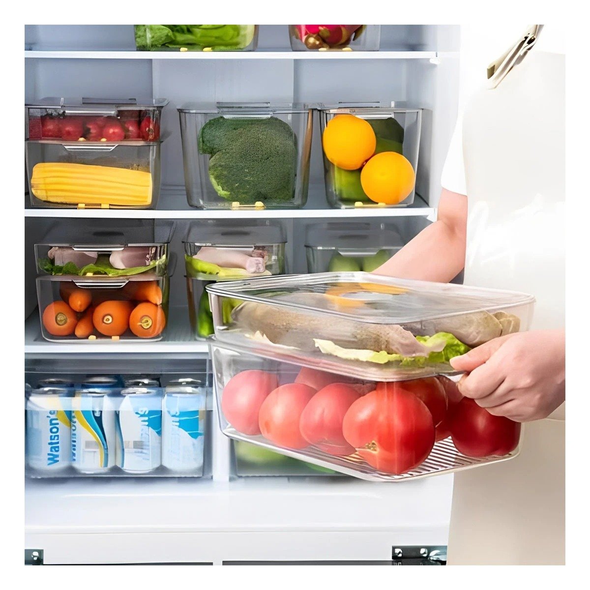 PACK2 PORTA ALIMENTOS CON TAPA PARA VERDURAS 32X20X5CM TRANSPARENTE Y+PAPEL REGALO - 5