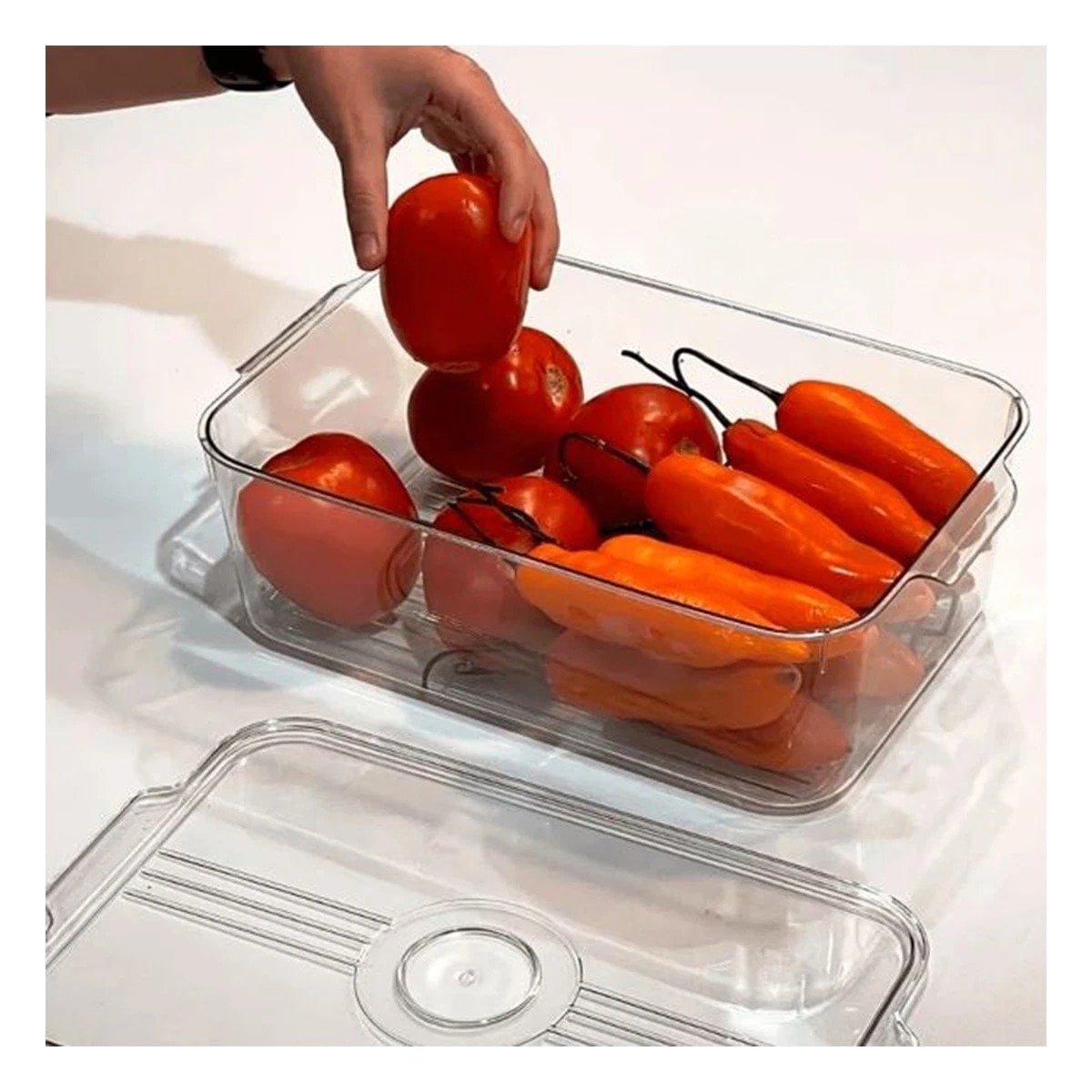 BANDEJA DRENANTE PARA ALIMENTOS EN REFRIGERADORA 30X16X10CM TRANSPARENTE Y+REGALO STICKER - 3