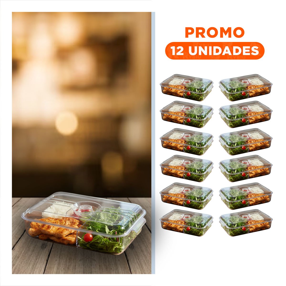 PACK12 CONTENEDOR MULTIUSO PARA CONSERVACION 30X16X6CM TRANSPARENTE - 1