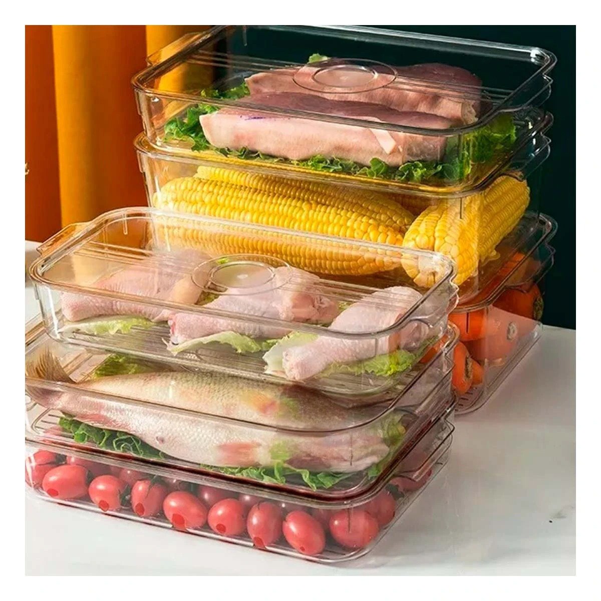 PACK6 CONTENEDOR DE COCINA CON ASAS 30X16X6CM TRANSPARENTE Y+REGALO STICKER - 5