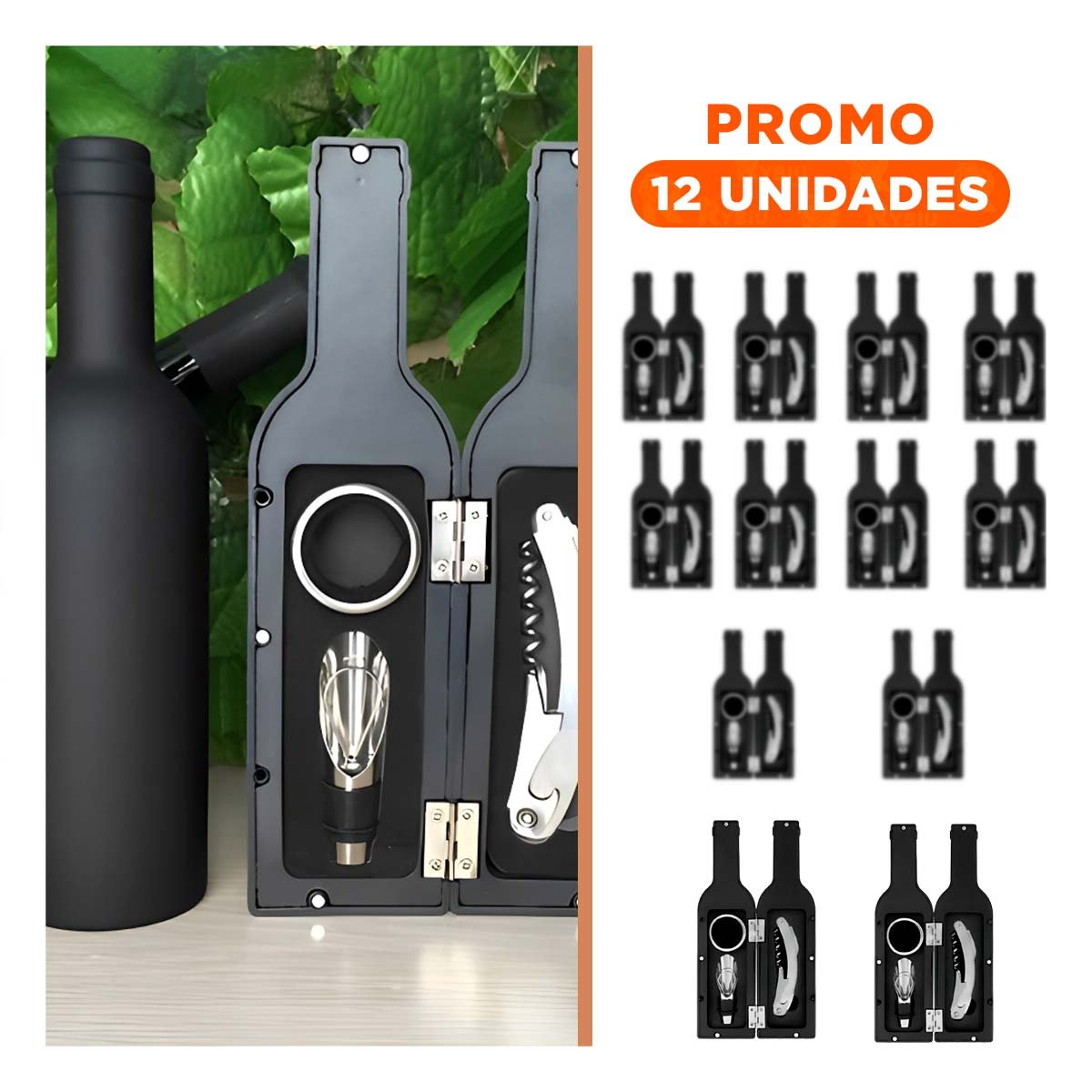 PACK12 SET SACA CORCHO PEQUENO 4 PIEZAS NEGRO VERSATIL PARA COCINA Y HOGAR - 1