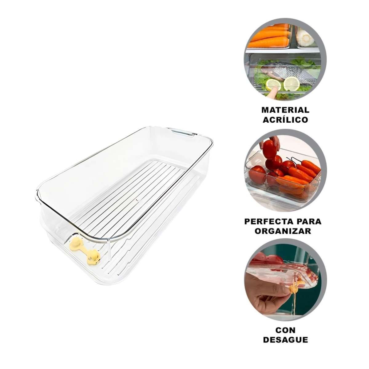BANDEJA PRACTICA PARA ESCURRIR ALIMENTOS TRAS EL ENJUAGUE 30X16X10CM TRANSPARENTE Y+POST IT - 5