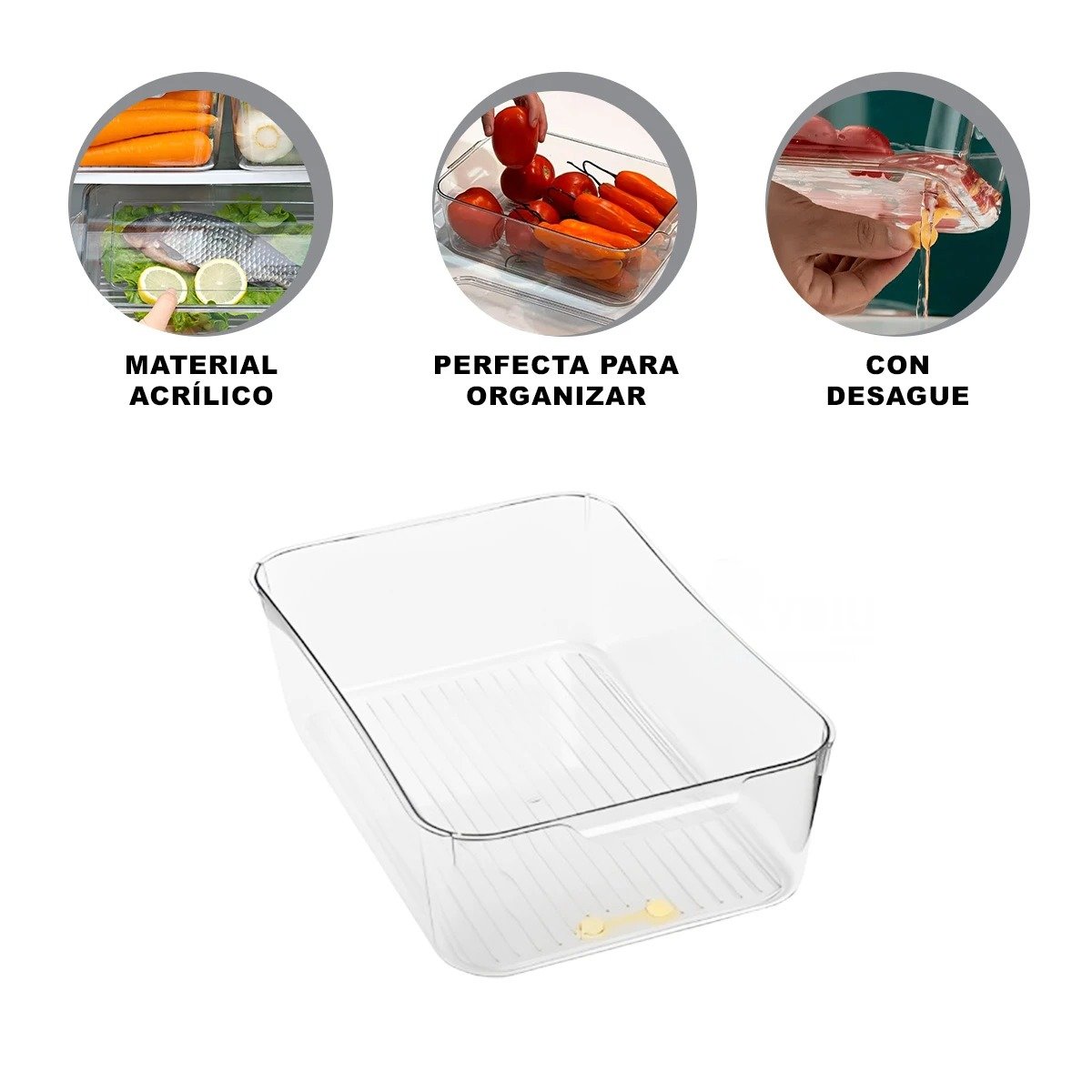 BANDEJA MULTIUSO QUE OPTIMIZA ESPACIOS DE ALMACENAJE 30X16X10CM TRANSPARENTE Y+LIGAS REGALO - 5