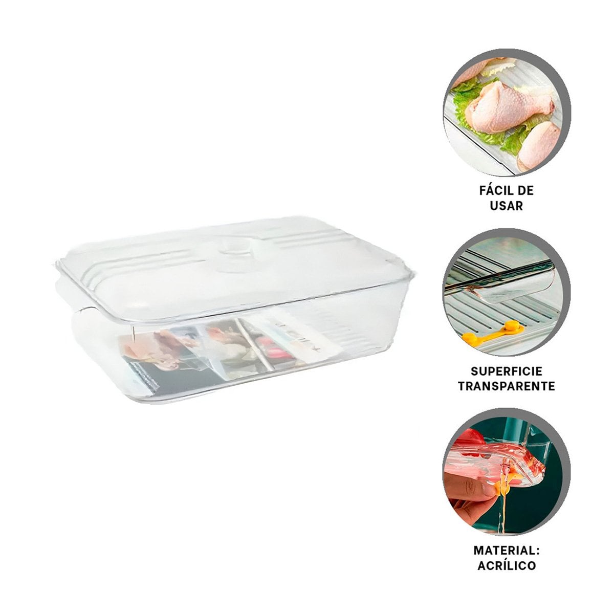 BANDEJA ORGANIZADORA CON TAPA PARA LAVADO 30X16X7CM TRANSPARENTE Y+POST IT - 5
