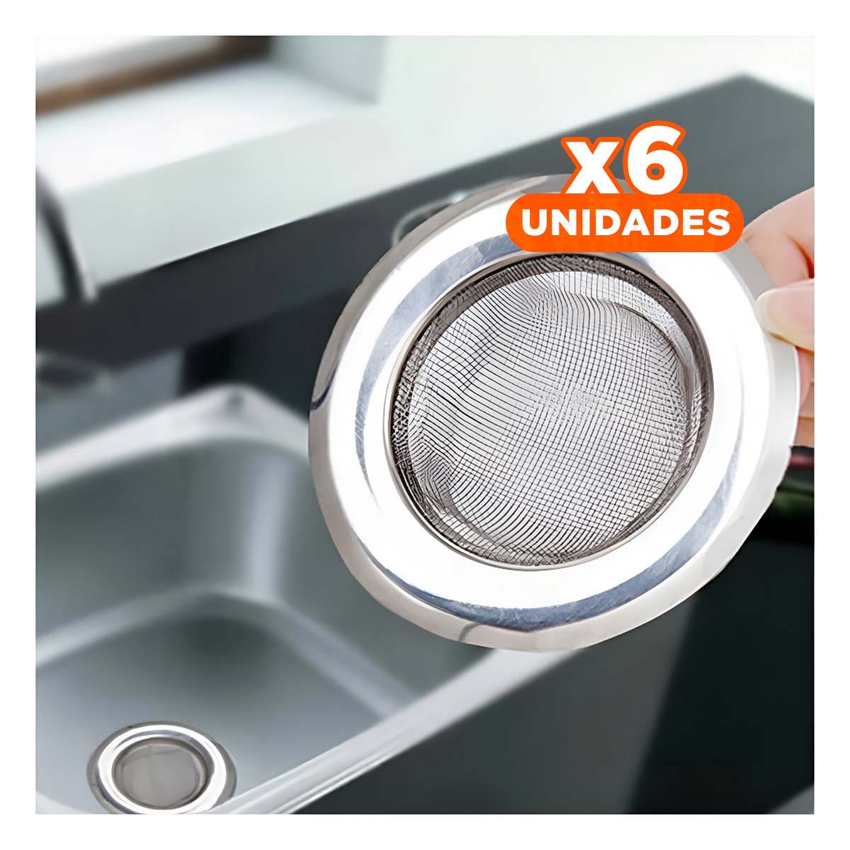 PACK6 TAMIZ ANTIRESIDUOS 9 CM PLATEADO PARA FREGADERO - 1