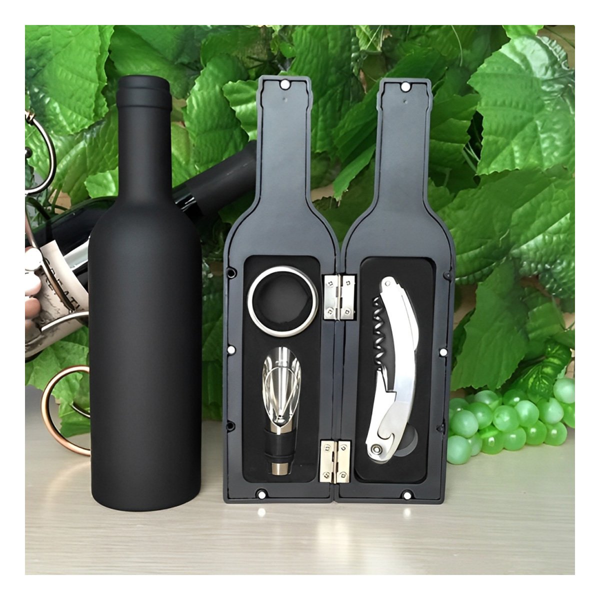 PACK6 SET SACA CORCHO PEQUENO 4 PIEZAS NEGRO ELEGANTE PARA COCINA Y REUNIONES Y+REGALO STICKER - 5