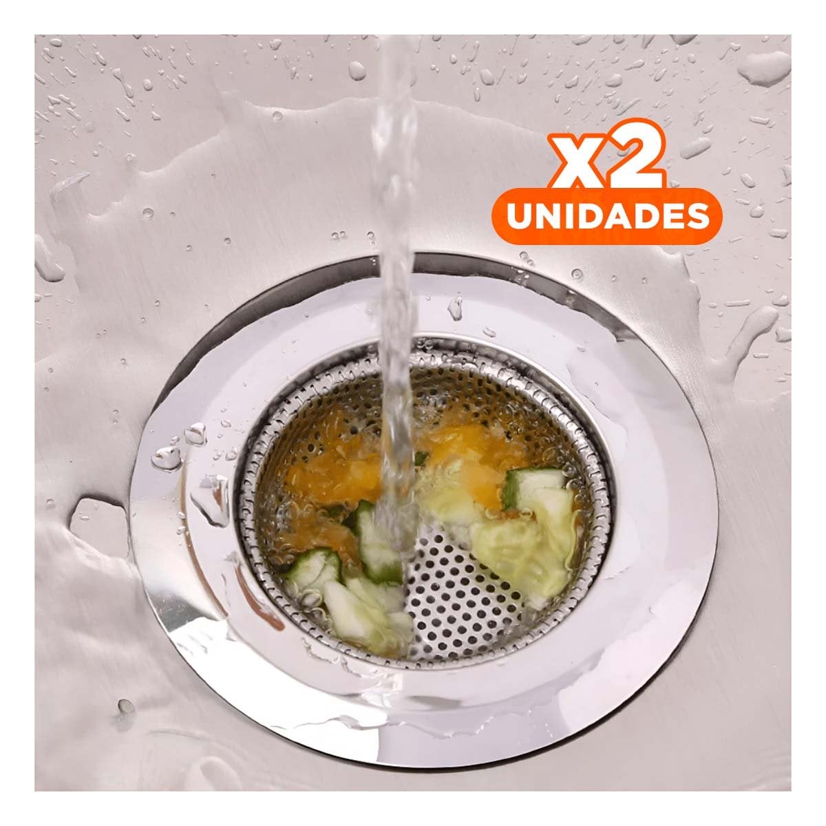 PACK2 COLADOR DE CANO 9 CM PLATEADO PARA FREGADERO DE COCINA - 1