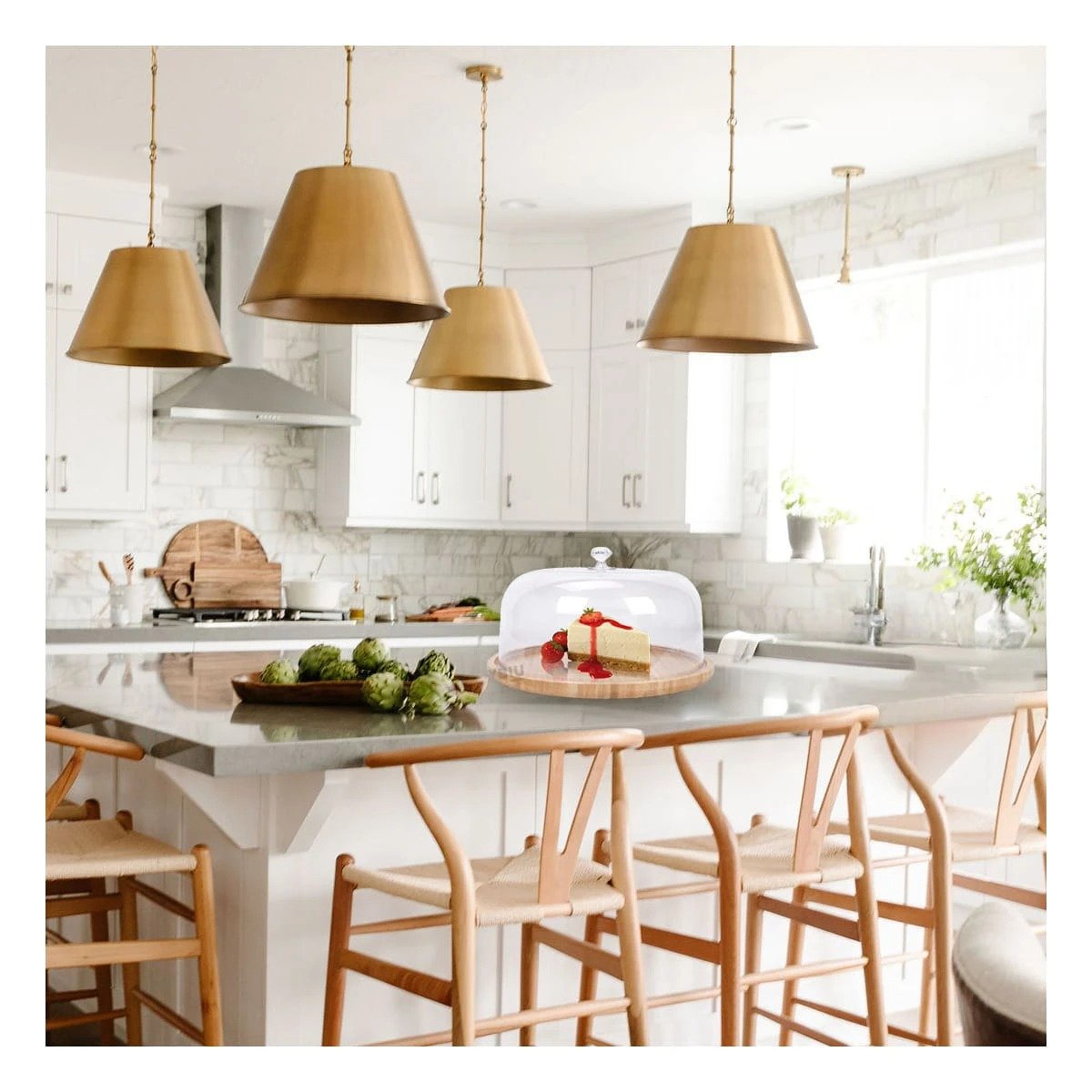 PACK4 BASE PORTA POSTRES REDONDA CON TAPA 28CM HOGAR DECORACION CASA LED BLANCO - 2