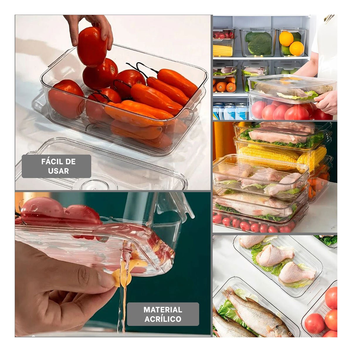 RECIPIENTE CON ASAS PARA REFRIGERACION 32X20X5CM TRANSPARENTE Y+POST IT - 2