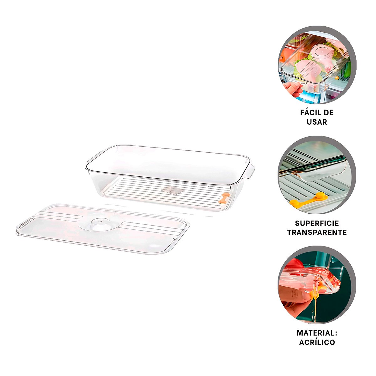 RECIPIENTE CON ASAS PARA REFRIGERACION 32X20X5CM TRANSPARENTE Y+POST IT - 5