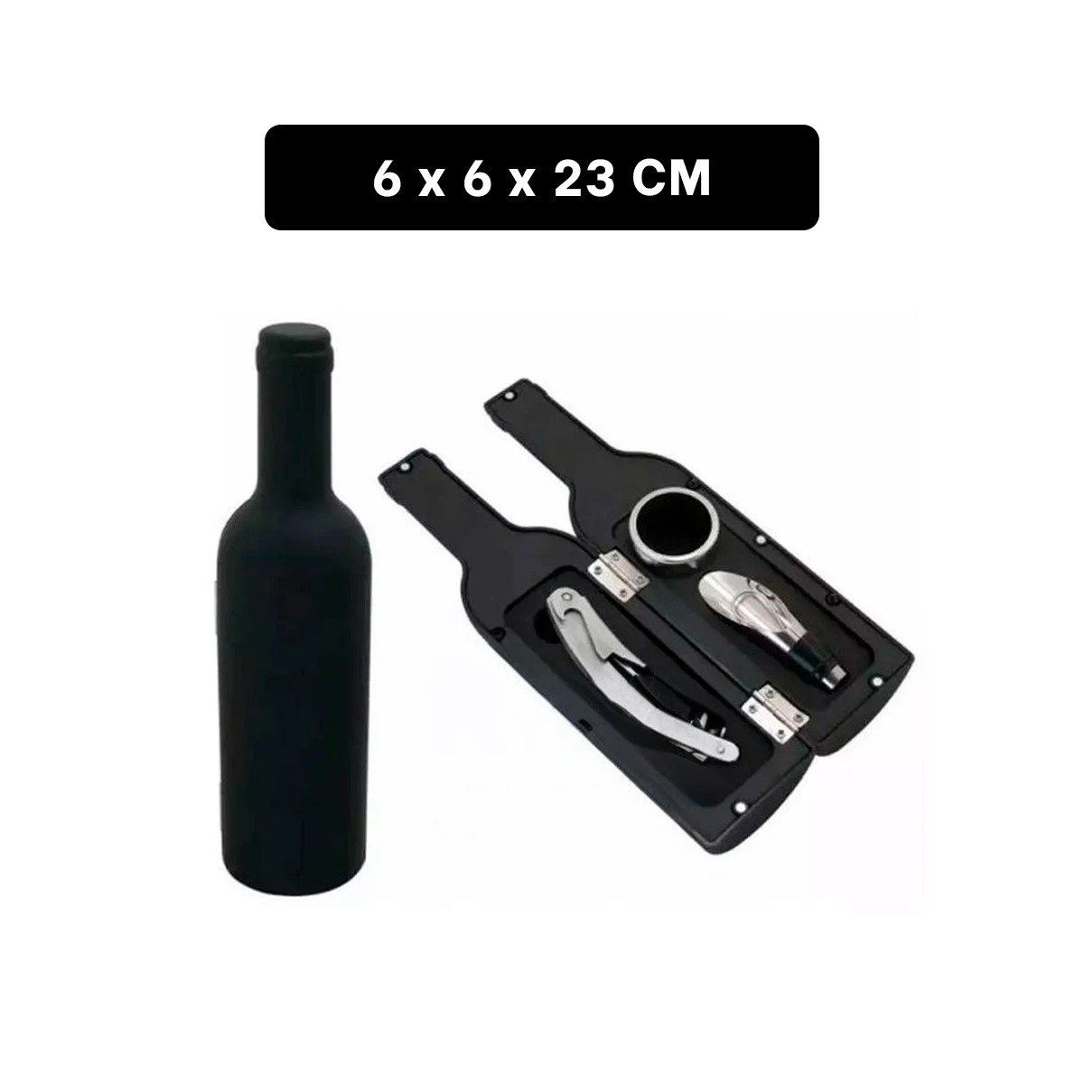 BOTELLA SACA CORCHO PEQUENO 4 PIEZAS NEGRO MODERNO PARA COCINA Y FIESTA Y+LIGAS REGALO - 4