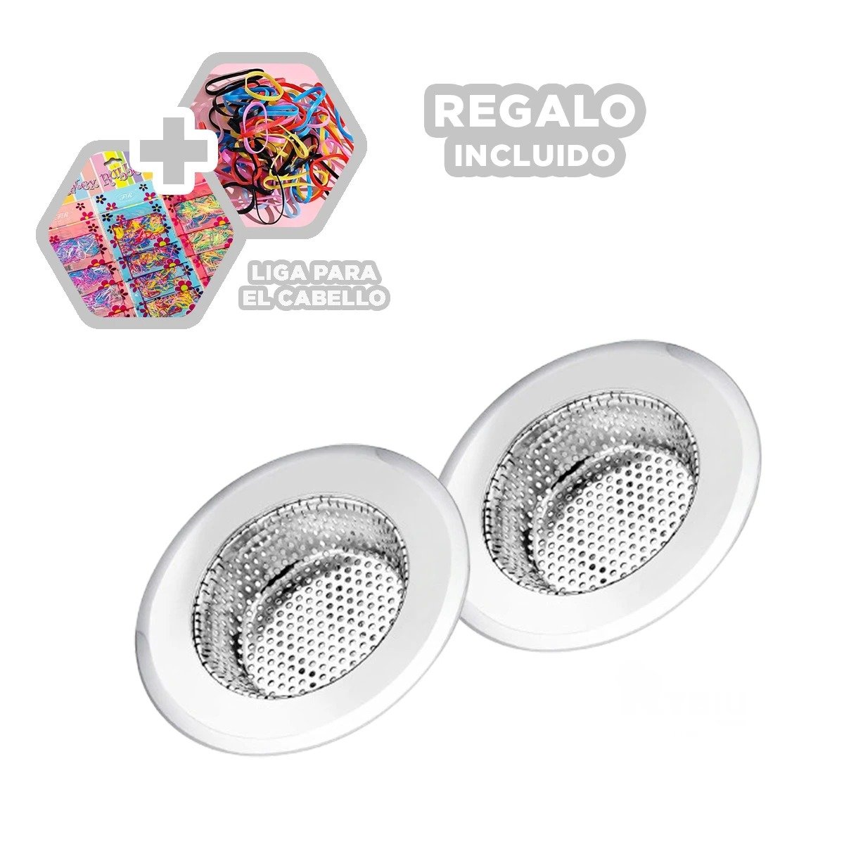 REJILLA DE CANO 9 CM PLATEADO ACABADO METALICO PARA BANO Y+LIGAS REGALO - 2