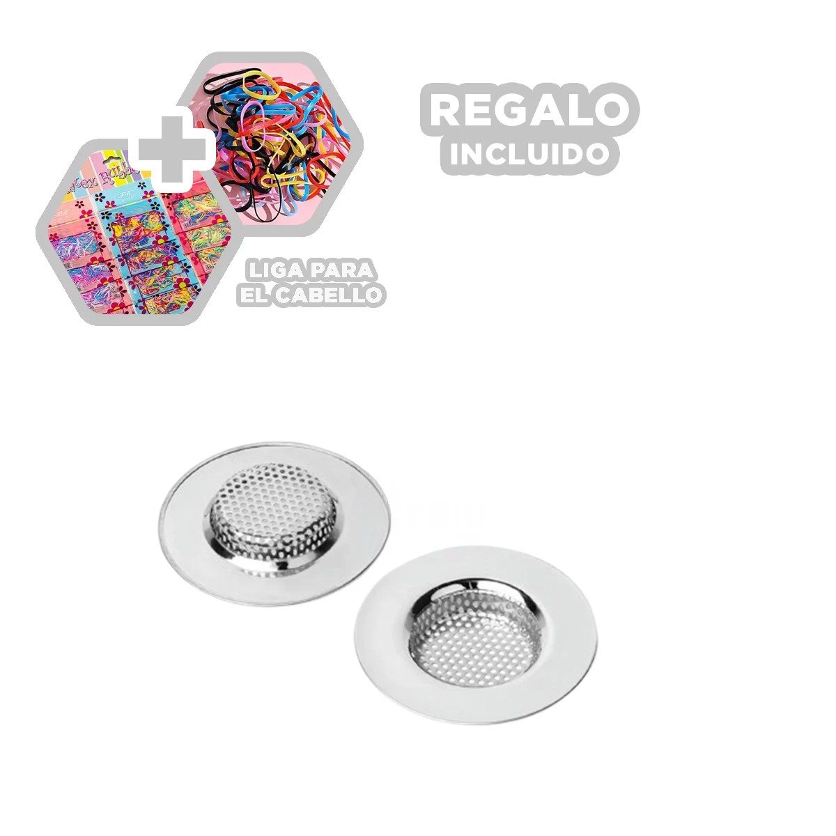 REJILLA DE CANO 5,4 CM PLATEADO ACABADO METALICO PARA BANO Y+LIGAS REGALO - 2