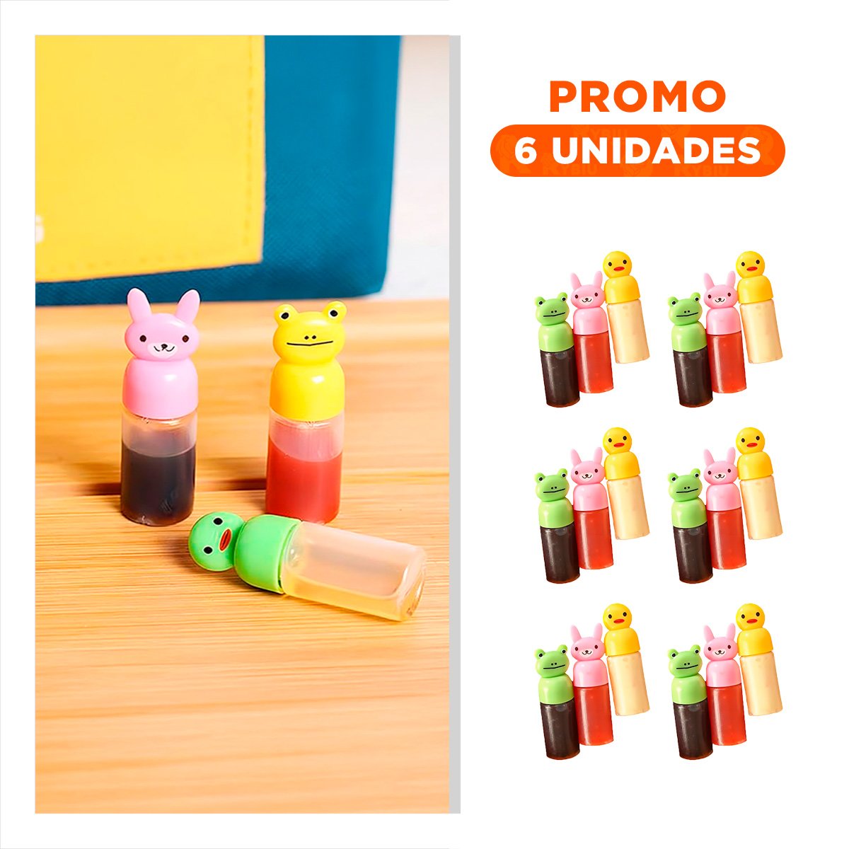 PACK6 TARRO MINI CREMERO INFANTIL CON ANIMALES ALEGRES SET 3 Y+REGALO STICKER - 1