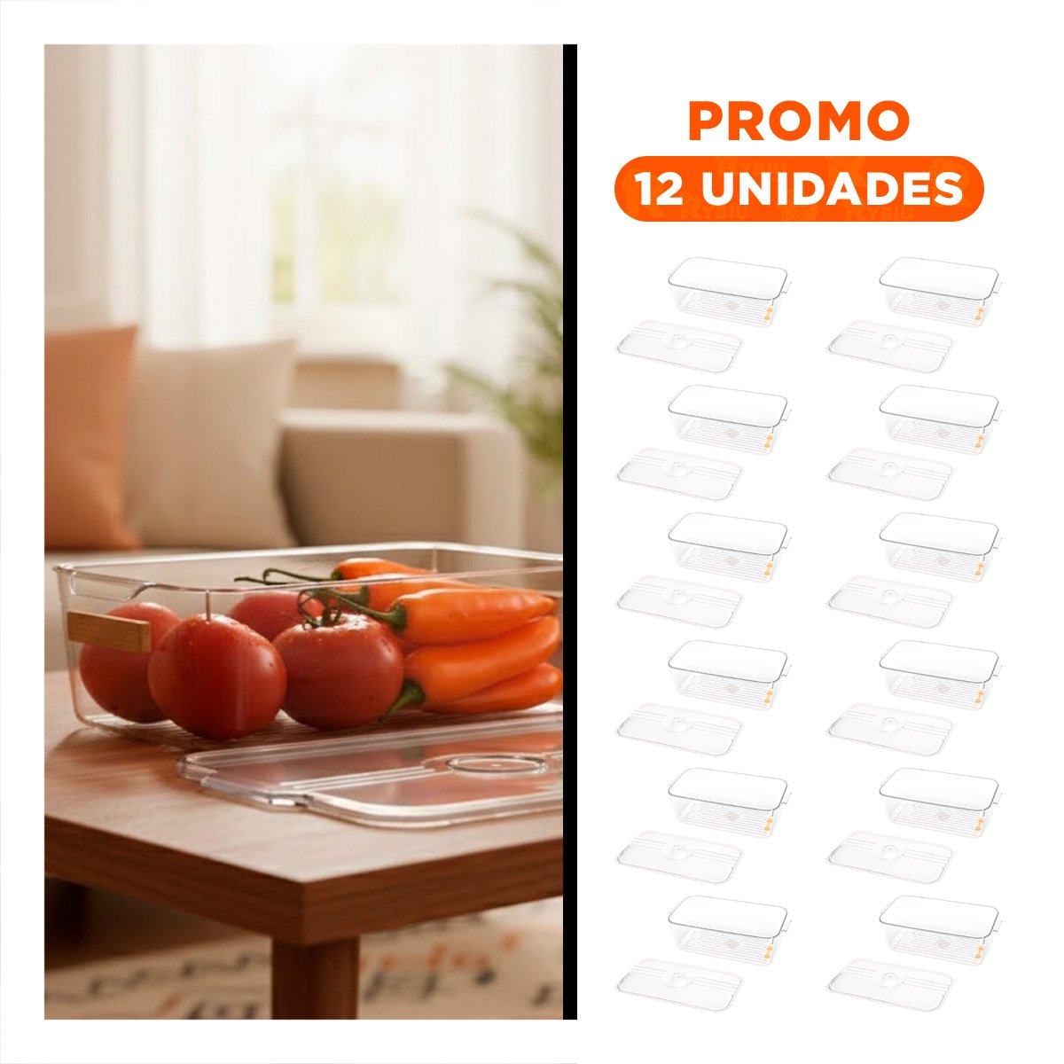 PACK12 UNIDAD ORGANIZADORA MULTIUSO QUE MAXIMIZA ESPACIO 30X16X10CM TRANSPARENTE - 1