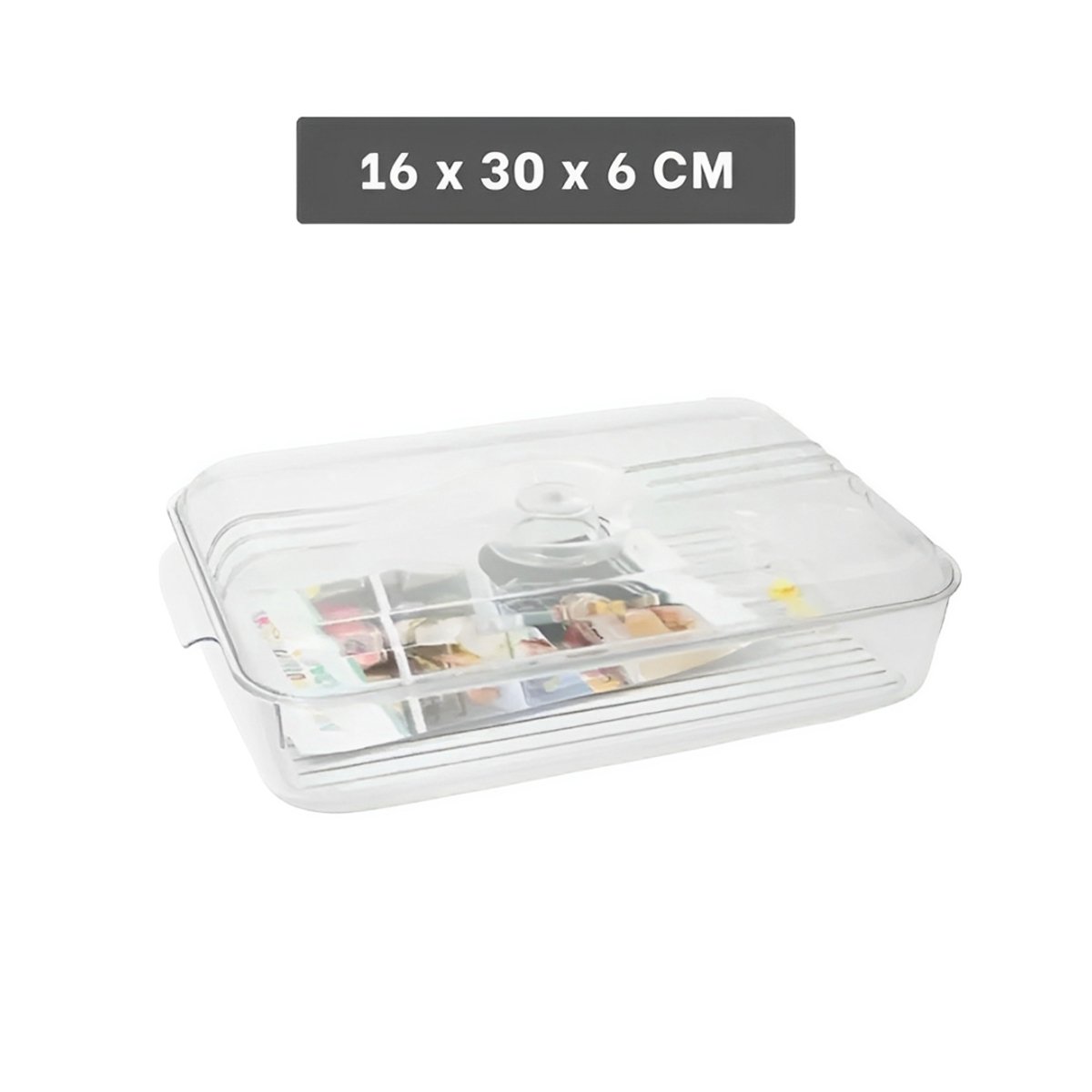 CHAROLA ORGANIZADORA DE LAVADO CON DRENAJE INFERIOR 30X16X6CM TRANSPARENTE Y+PAPEL REGALO - 4