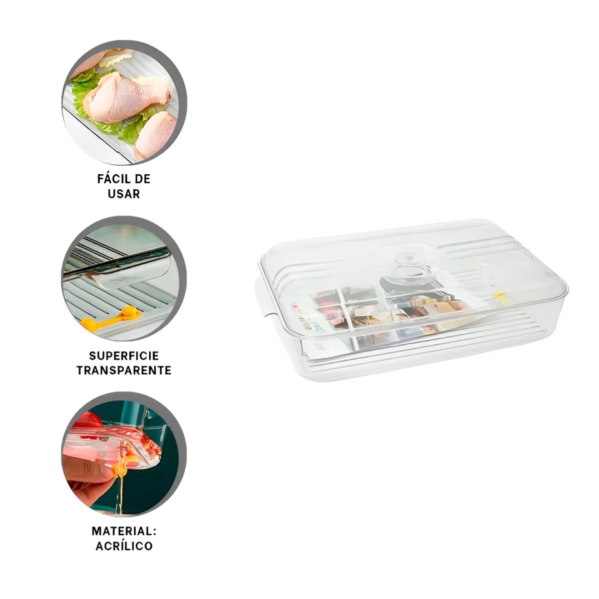 CHAROLA ORGANIZADORA DE LAVADO CON DRENAJE INFERIOR 30X16X6CM TRANSPARENTE Y+PAPEL REGALO - 5