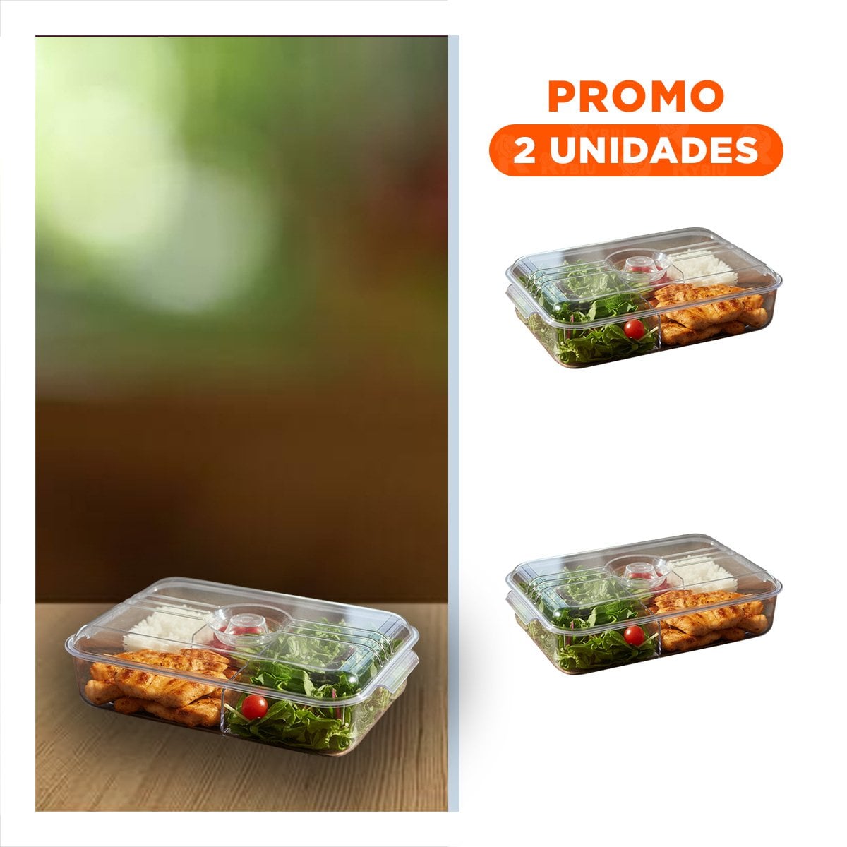 PACK2 ORGANIZADOR RECTANGULAR PARA MANTENER FRESCURA 30X16X6CM TRANSPARENTE Y+REGALO STICKER - 1