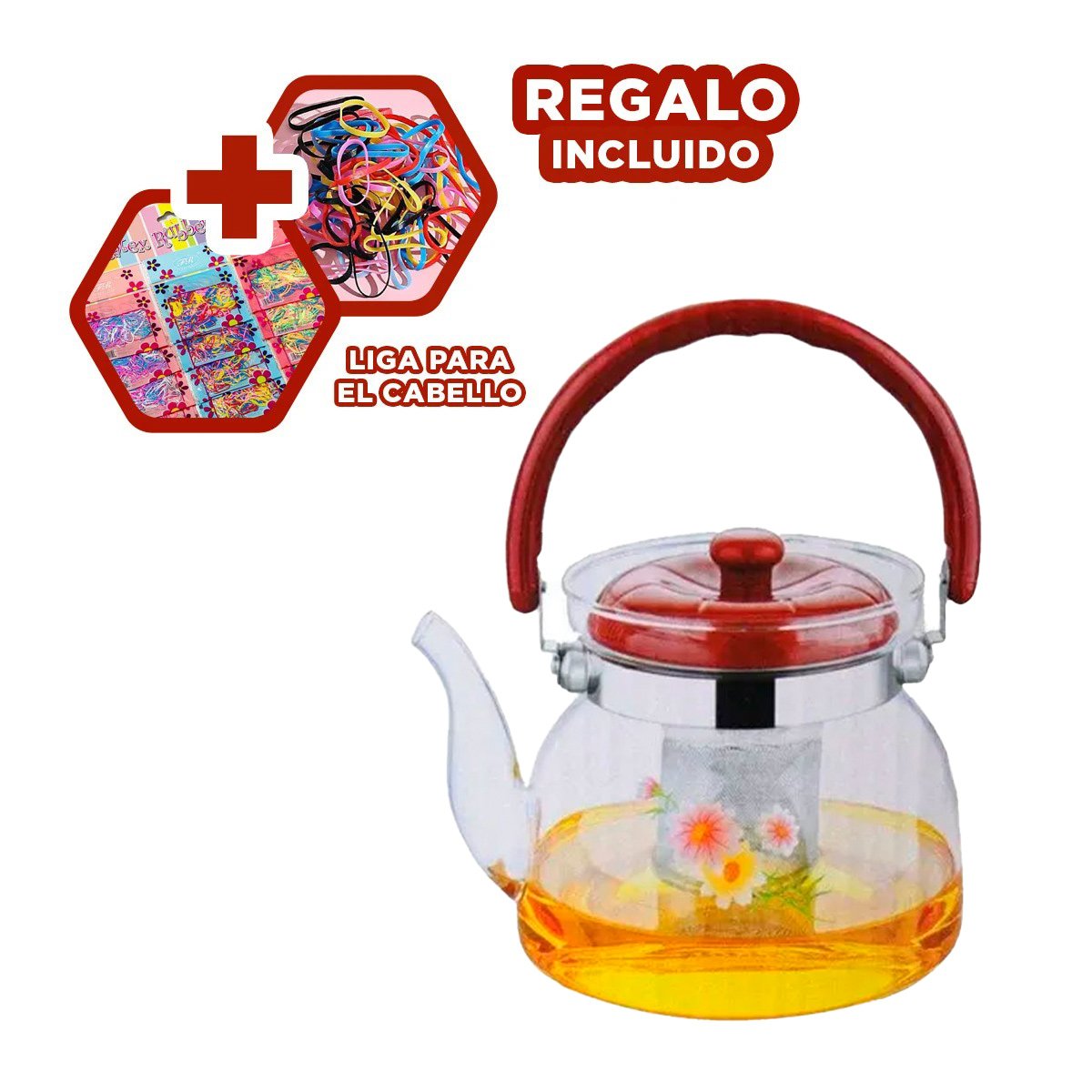 JARRA ELEGANTE CON TAPA PARA TE Y CAFE 1400ML TRANSPARENTE Y+LIGAS REGALO - 2