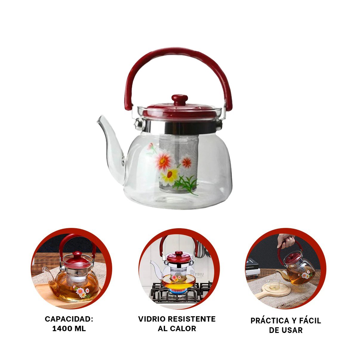 JARRA COMPACTA QUE FACILITA SERVIR BEBIDAS 1400ML GUINDA Y+POST IT - 5