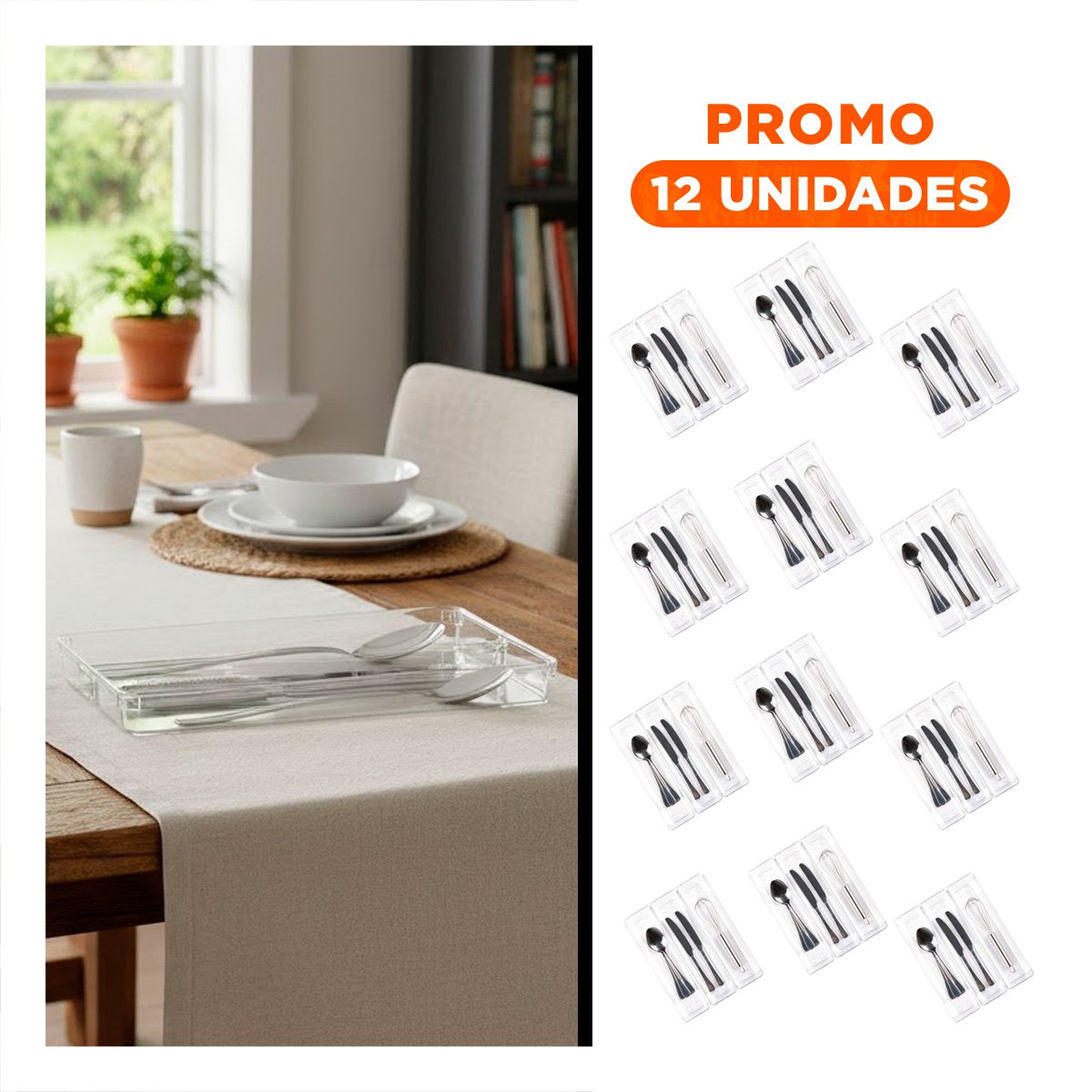 PACK12 ORGANIZADOR DRENANTE DE ACRILICO PARA UTENSILIOS 27X18X5CM TRANSPARENTE - 1
