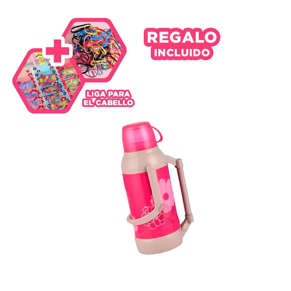 TERMO FLORES 3200ML ROSADO ELEGANTE Y RESISTENTE PARA CAFE Y TE Y+LIGAS REGALO - 2
