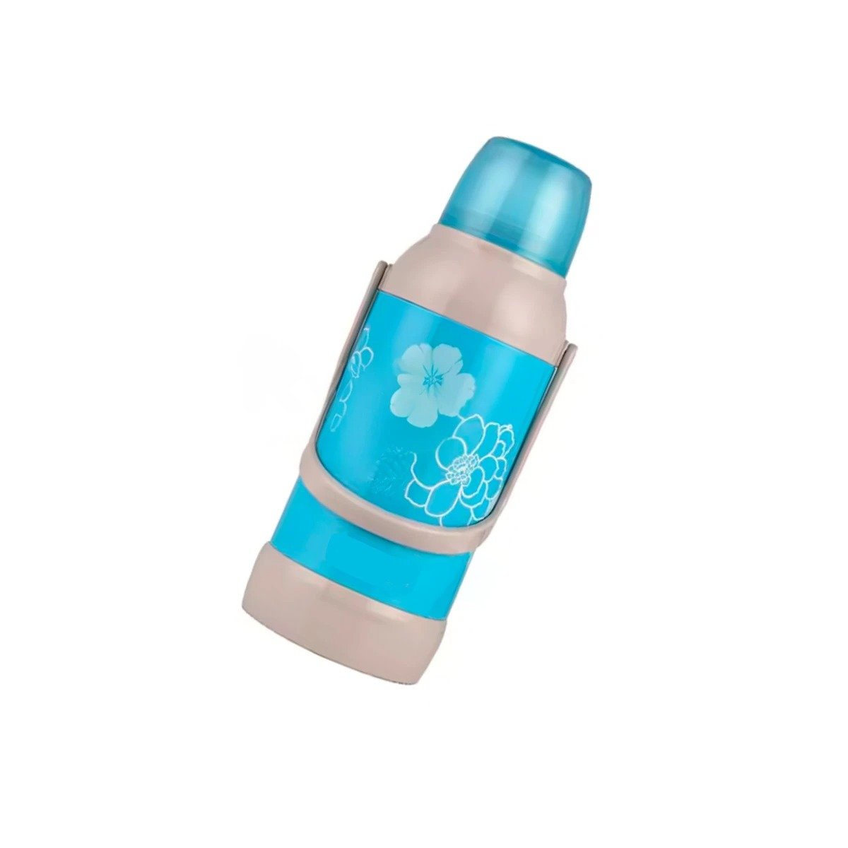 PACK2 BOTELLA FLORAL 3200ML CELESTE PERFECTA PARA BEBIDAS FRIAS Y CALIENTES Y+REGALO STICKER - 2