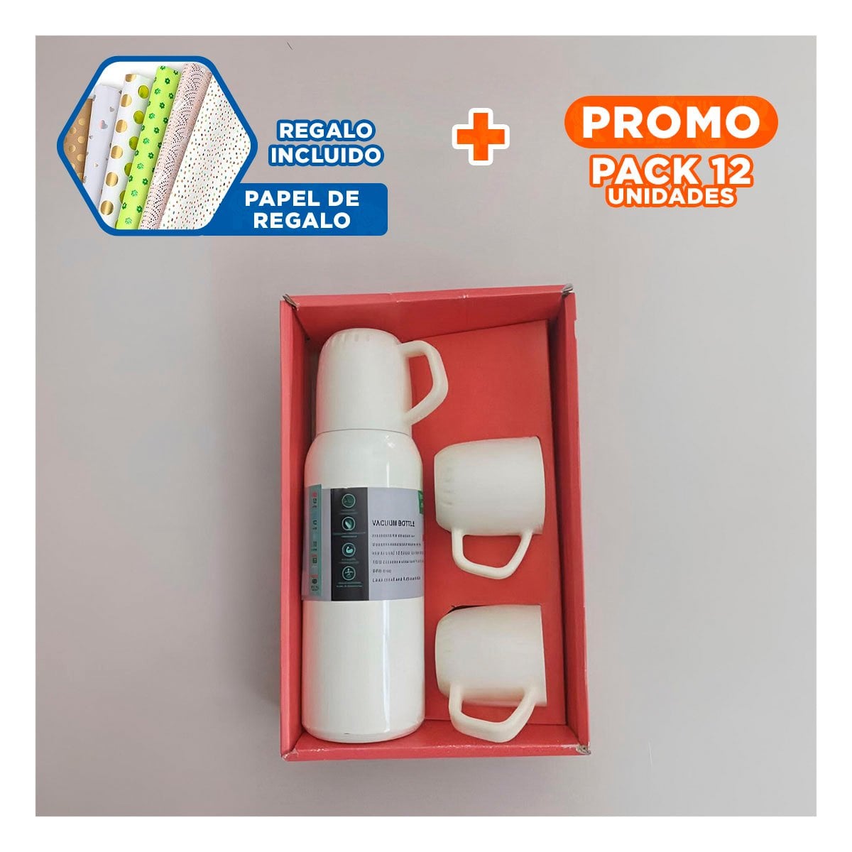 PACK12 JARRA MODERNA 500 ML CON 3 TAZAS CREMA PARA HOGAR ACTUAL Y+REGALO STICKER - 1