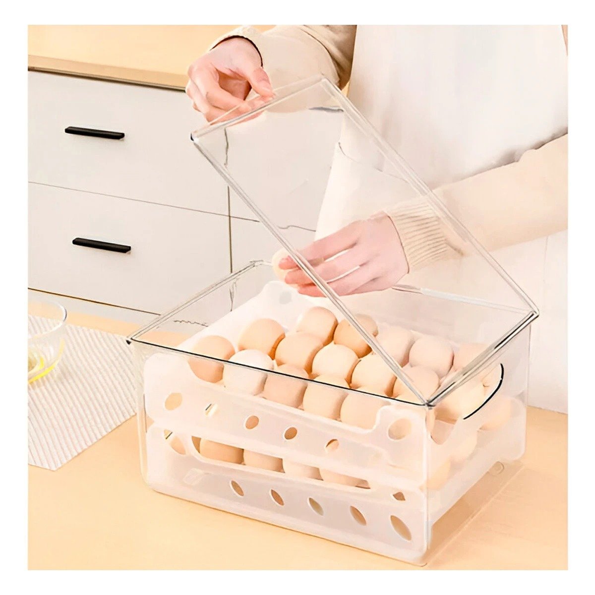 ORGANIZADOR PRACTICO PARA HUEVOS 36 UNIDADES MULTIUSO HOGAR COCINA Y+REGALO STICKER - 2