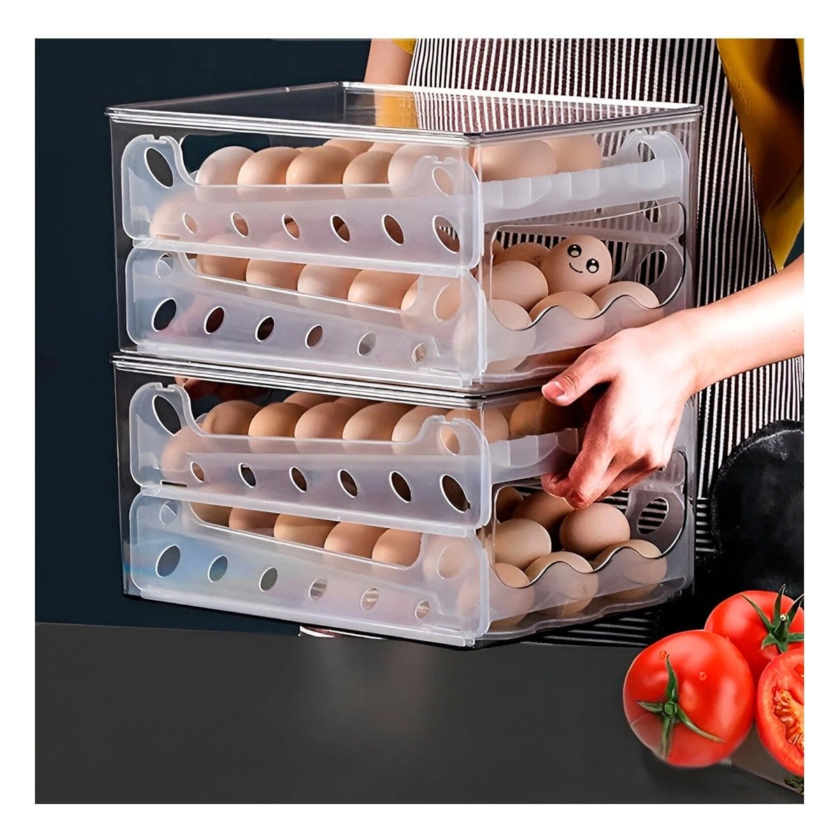 ORGANIZADOR PRACTICO PARA HUEVOS 36 UNIDADES MULTIUSO HOGAR COCINA Y+REGALO STICKER - 3