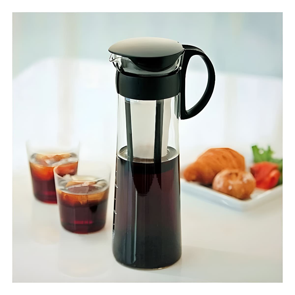 CONTENEDOR DE VIDRIO 900 ML CON FILTRO INTERNO Y TAPA NEGRA PARA MESA Y+REGALO STICKER - 3