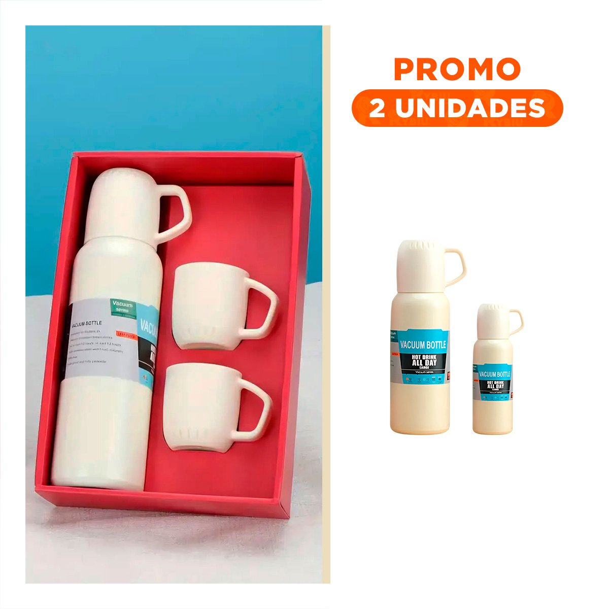 PACK2 BOTELLA PORTATIL 500 ML CON 3 TAZAS CREMA PARA VIAJES CORTOS Y+REGALO STICKER - 1