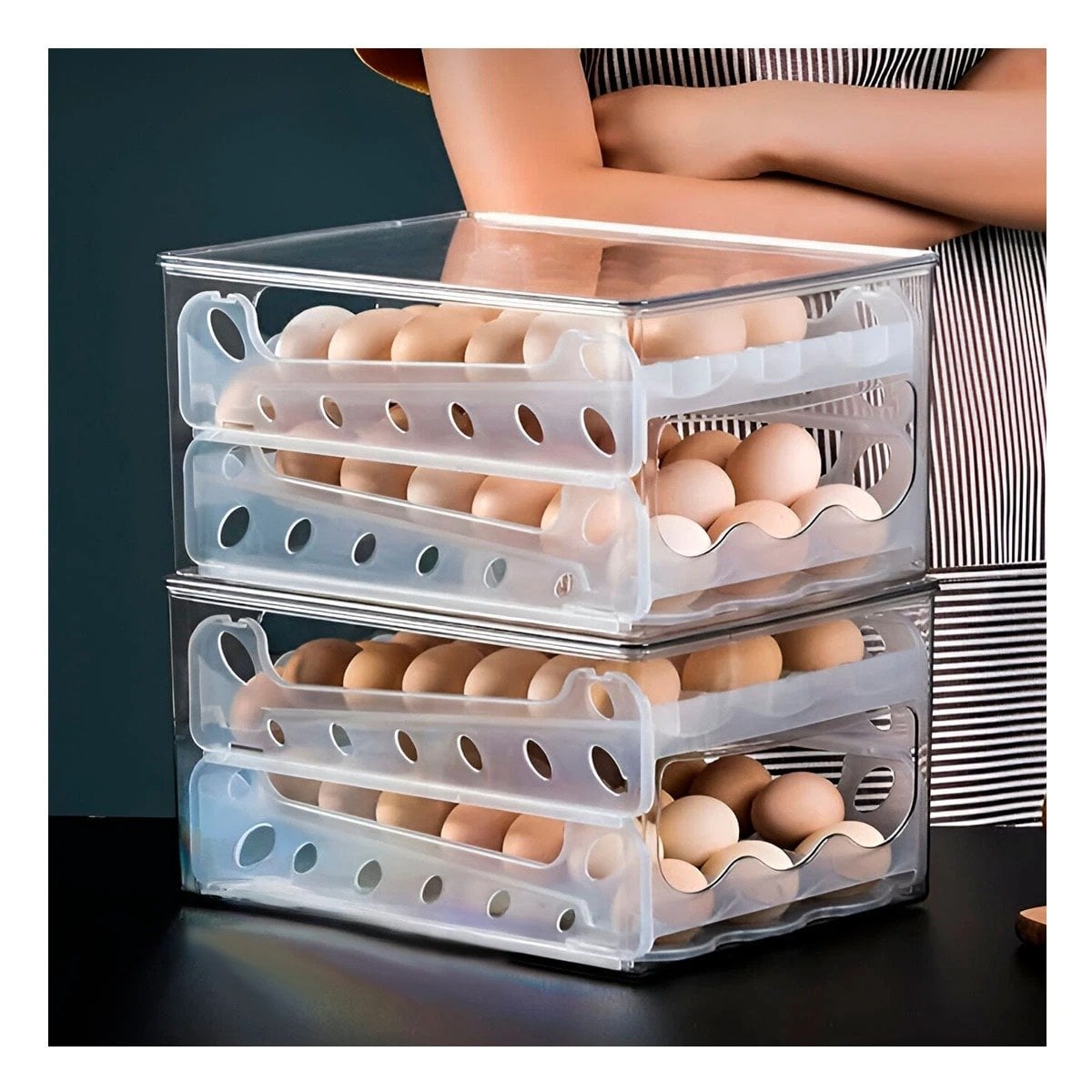 PACK4 CAJA TRANSPARENTE PARA HUEVOS 36 UNIDADES MULTIUSO COCINA CASA Y+PAPEL REGALO - 5