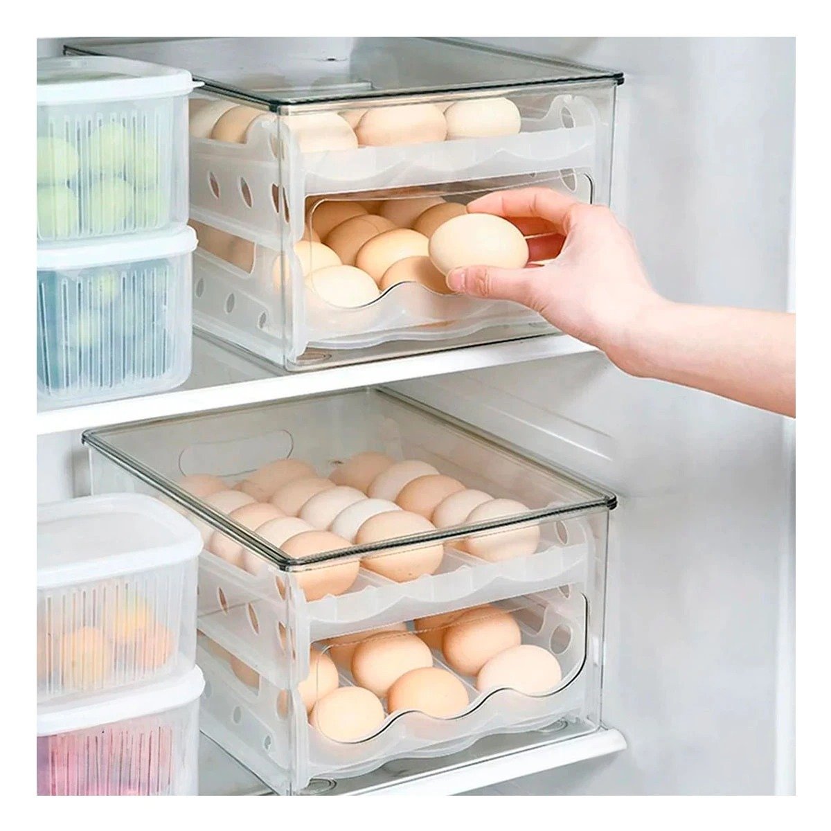 ORGANIZADOR CAJA TRANSPARENTE PARA 36 HUEVOS MULTIUSO COCINA FACIL Y+POST IT - 5