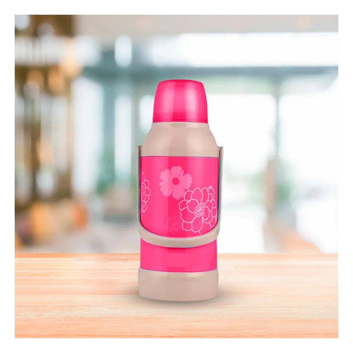 TERMO FLORES 3200ML ROSADO PRACTICO PARA BEBIDAS FRIAS Y CALIENTES Y+POST IT - 5