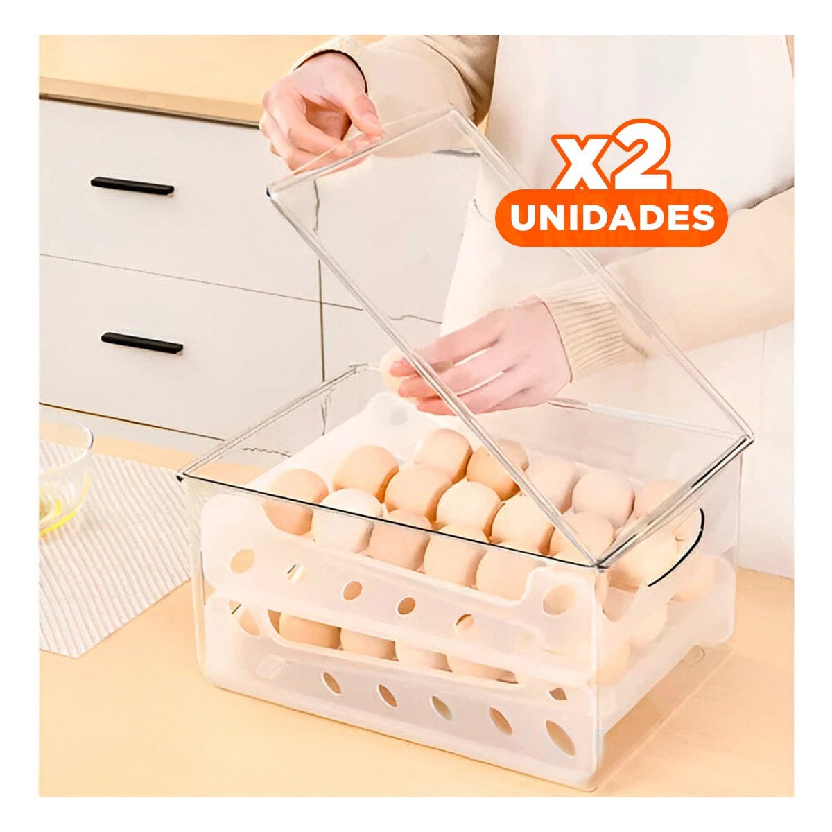 PACK2 DISPENSADOR PRACTICO PARA HUEVOS 36 UNIDADES MULTIUSO CASA COCINA Y+PAPEL REGALO - 1