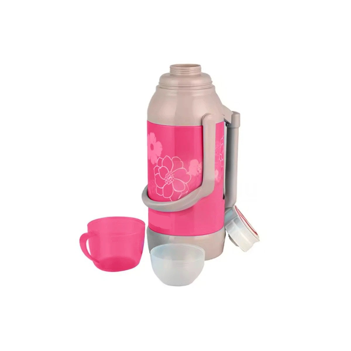 PACK4 BOTELLA PORTATIL 3200ML ROSADO FLORES IDEAL PARA OFICINA Y CASA Y+PAPEL REGALO - 3
